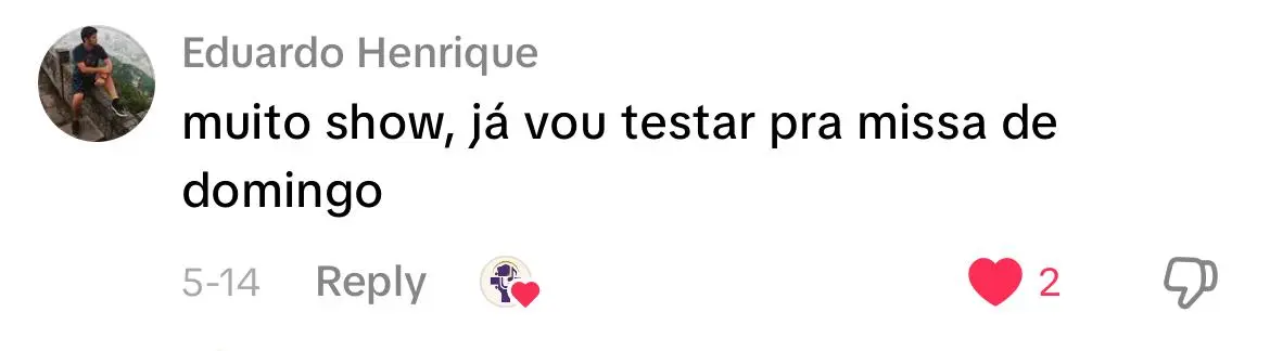 Comentário de Eduardo Henrique: muito show, já vou testar pra missa de domingo
